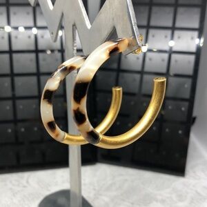 Sterling silver 925 post faux tortoise trendy hoop earrings statement.